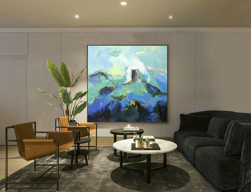 Large Abstract Art Handmade Oil Painting,Oversized Palette Knife Painting Contemporary Art On Canvas,Canvas Wall Paintings,Blue.Green,White.etc